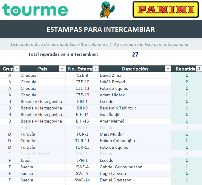 Panini tracker screenshot 3